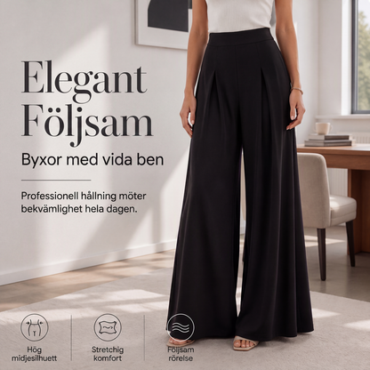 Damernas lediga högmidjade vida byxor