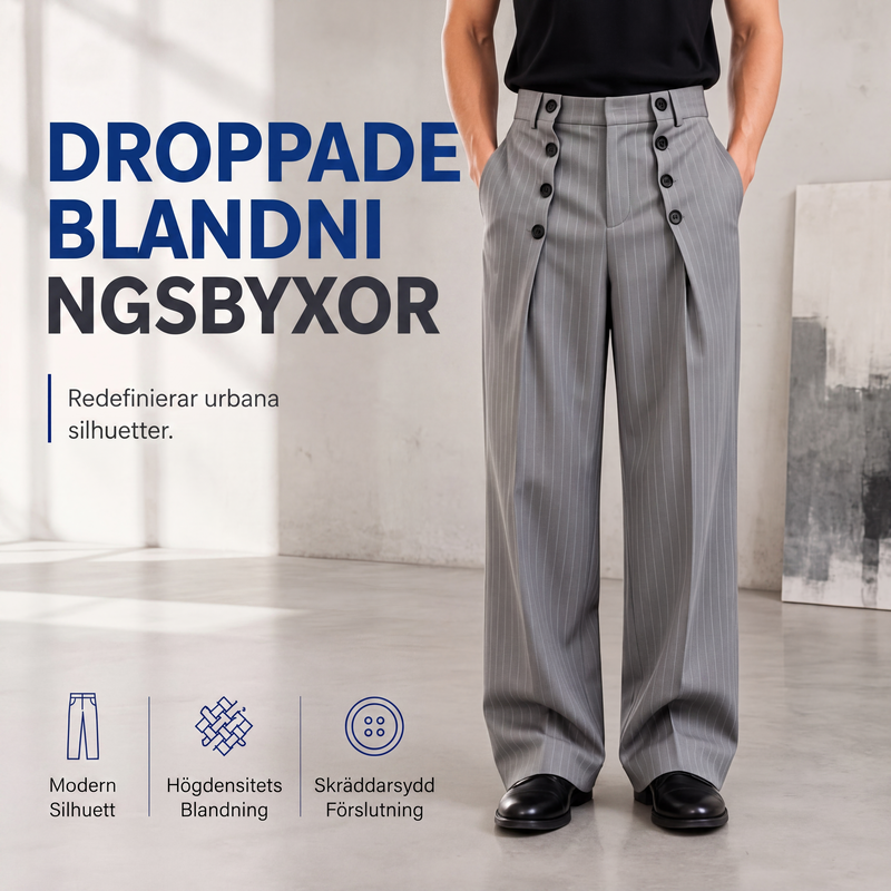 Chica höjda midja dubbelknäppta draperade byxor för män