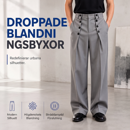 Chica höjda midja dubbelknäppta draperade byxor för män