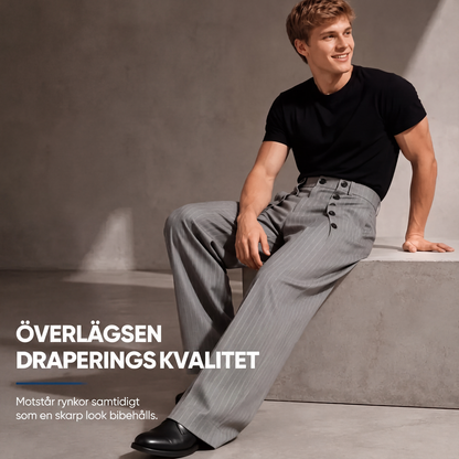 Chica höjda midja dubbelknäppta draperade byxor för män