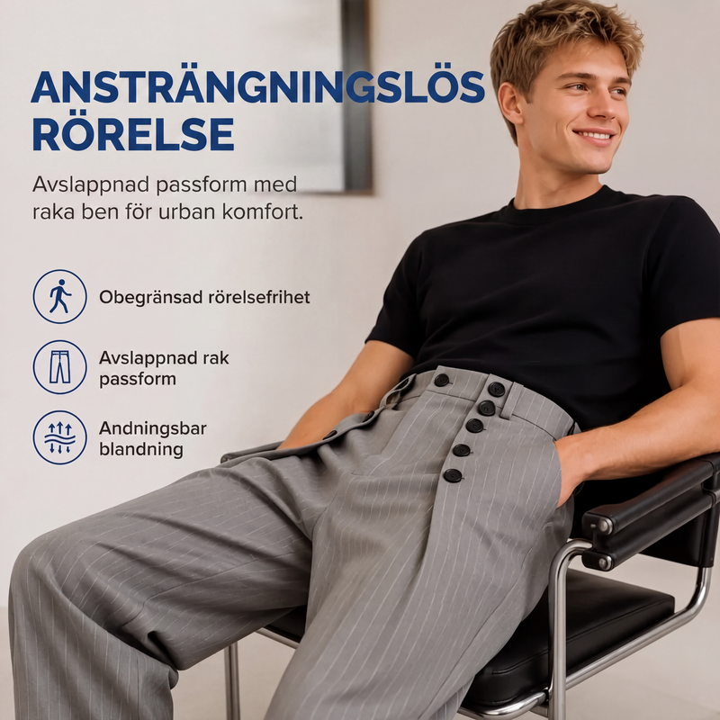 Chica höjda midja dubbelknäppta draperade byxor för män