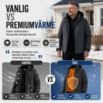 Vattentät jacka med plyschfoder och huva för män