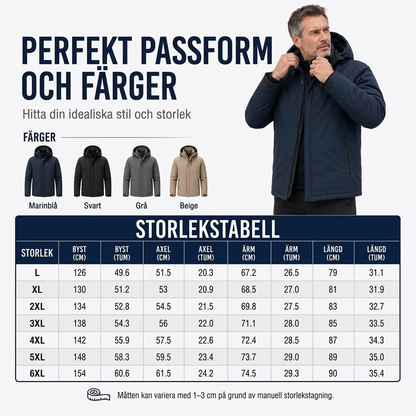 Vattentät jacka med plyschfoder och huva för män