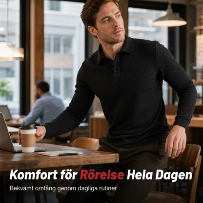 Herrs tröja med textur, långärmad och lätt