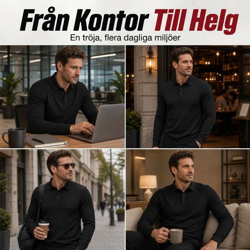 Herrs tröja med textur, långärmad och lätt