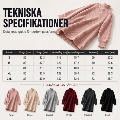 ✨ Nyhet 🤎 Mysig stickad klänning med hög hals för damer – mjuk värme, bekväm passform och elegant vinterlook