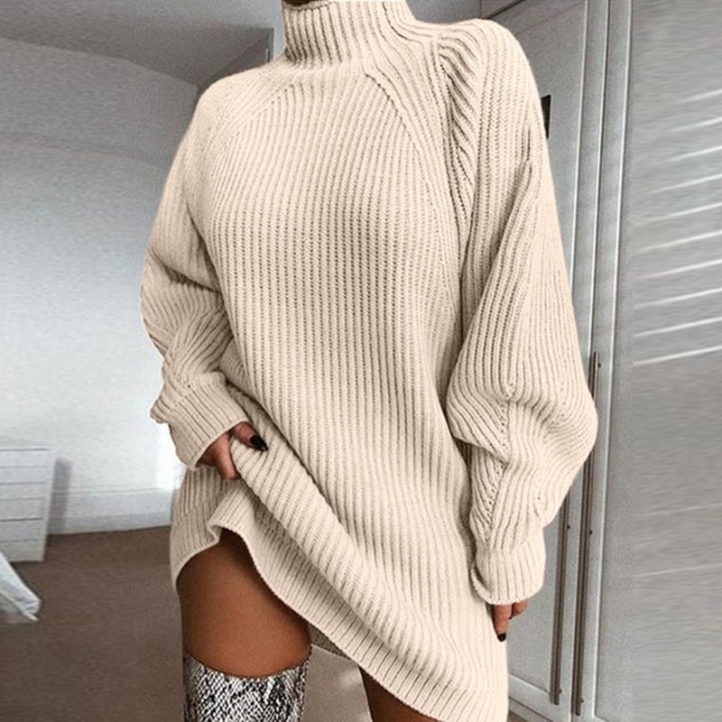 ✨ Nyhet 🤎 Mysig stickad klänning med hög hals för damer – mjuk värme, bekväm passform och elegant vinterlook
