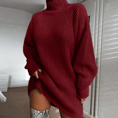 ✨ Nyhet 🤎 Mysig stickad klänning med hög hals för damer – mjuk värme, bekväm passform och elegant vinterlook