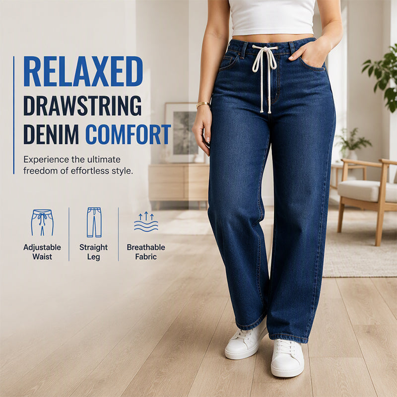 👖 Justerbar midja, smickrande vid benform | Jeans med dragsko för damer