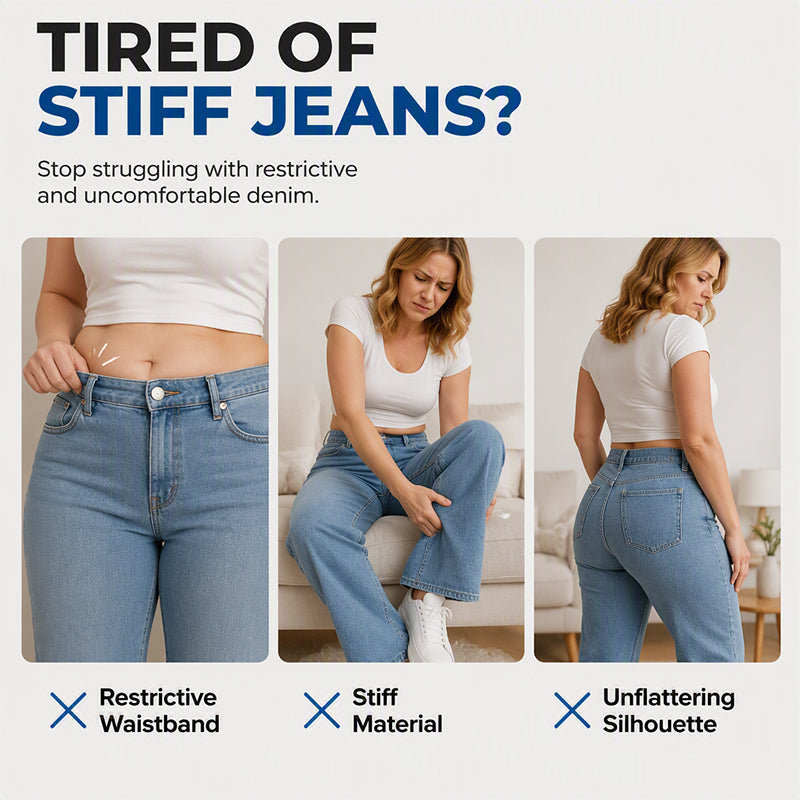 👖 Justerbar midja, smickrande vid benform | Jeans med dragsko för damer