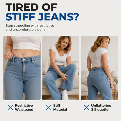👖 Justerbar midja, smickrande vid benform | Jeans med dragsko för damer