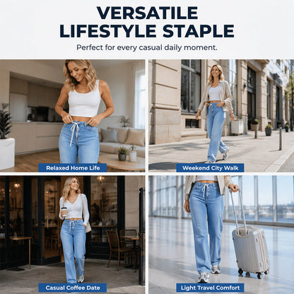 👖 Justerbar midja, smickrande vid benform | Jeans med dragsko för damer
