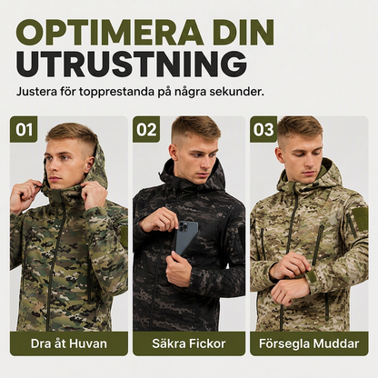 Herrjacka med huva för utomhusbruk, kamouflage