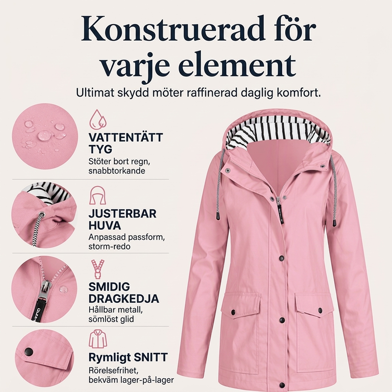 Vattentät och vindtät utomhusjacka för kvinnor