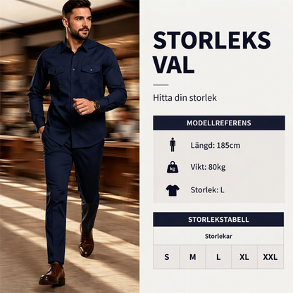 Tvådelad set med skjorta och byxor i polyester för män