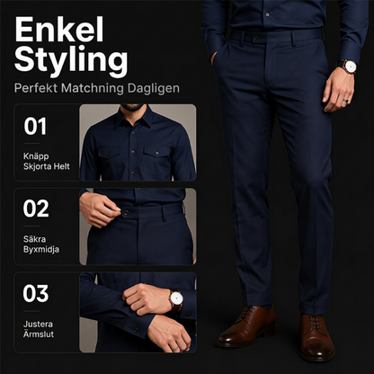 Tvådelad set med skjorta och byxor i polyester för män