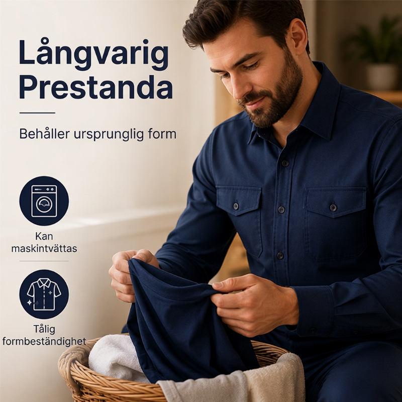 Tvådelad set med skjorta och byxor i polyester för män