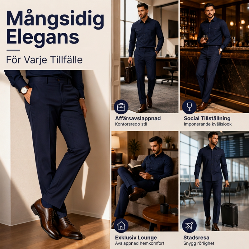 Tvådelad set med skjorta och byxor i polyester för män
