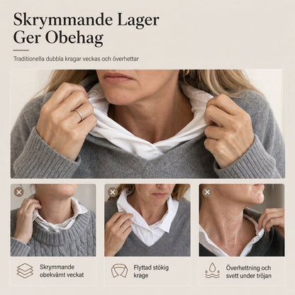Stickad V-ringad topp för kvinnor i falsk tvådelad design