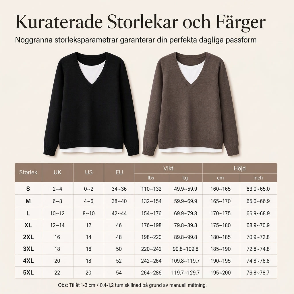 Stickad V-ringad topp för kvinnor i falsk tvådelad design