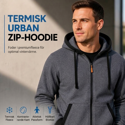 🔥 Värme för vardagen | Hoodie för män med hel dragkedja, plyschfoder och huva med dragsko