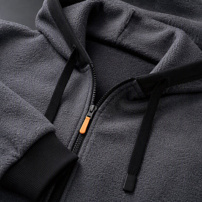 🔥 Värme för vardagen | Hoodie för män med hel dragkedja, plyschfoder och huva med dragsko