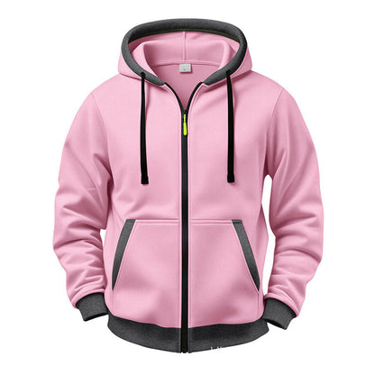 🔥 Värme för vardagen | Hoodie för män med hel dragkedja, plyschfoder och huva med dragsko