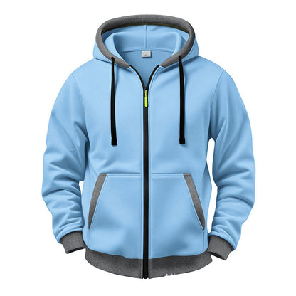 🔥 Värme för vardagen | Hoodie för män med hel dragkedja, plyschfoder och huva med dragsko