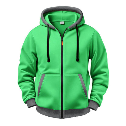 🔥 Värme för vardagen | Hoodie för män med hel dragkedja, plyschfoder och huva med dragsko
