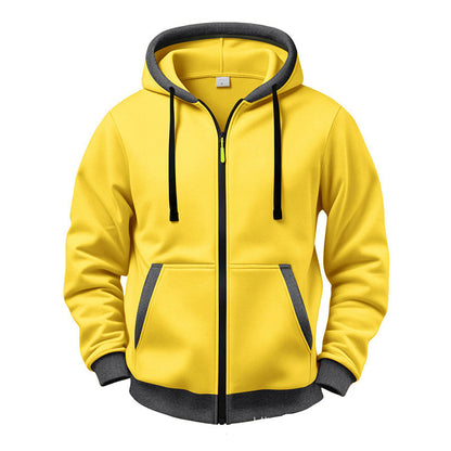 🔥 Värme för vardagen | Hoodie för män med hel dragkedja, plyschfoder och huva med dragsko