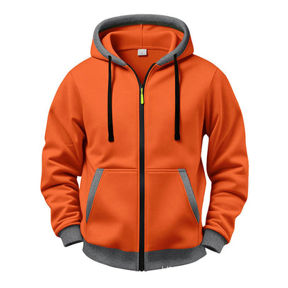 🔥 Värme för vardagen | Hoodie för män med hel dragkedja, plyschfoder och huva med dragsko