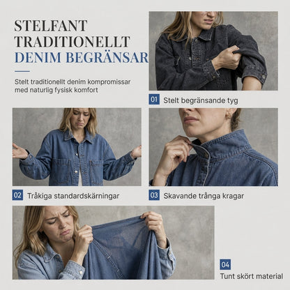 ✨ Ny höststil 💙 Oversized miniklänning i denim för damer med krage – bekväm passform, trendig och avslappnad chic