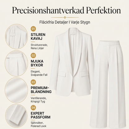 Elegant Kostymset för Dam – Stilren Kavaj & Vida Byxor med Bekväm Passform