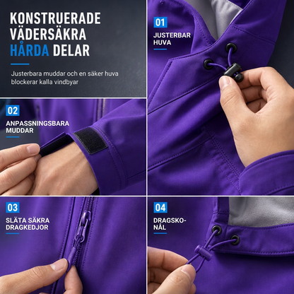 🌧️ Väderbeständigt skydd, stor rörelsefrihet | Unisex-softshelljacka med huva