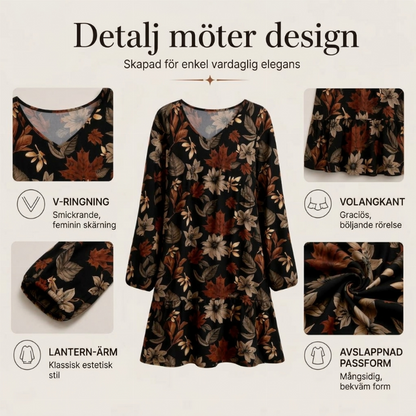Damklänning med elegant lönnlövmönster