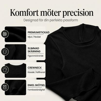 🔥Populär produkt! ✨Klassisk ribbad tröja med rund halsringning för damer