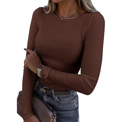 🔥Populär produkt! ✨Klassisk ribbad tröja med rund halsringning för damer