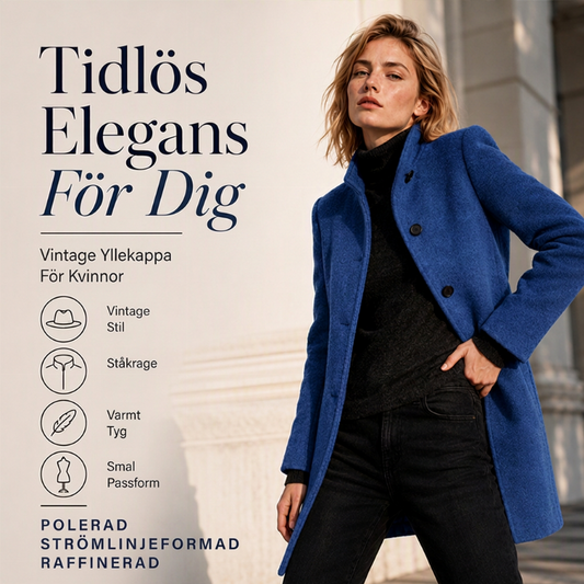 🧥Vintage-ullkappa med ståkrage för damer
