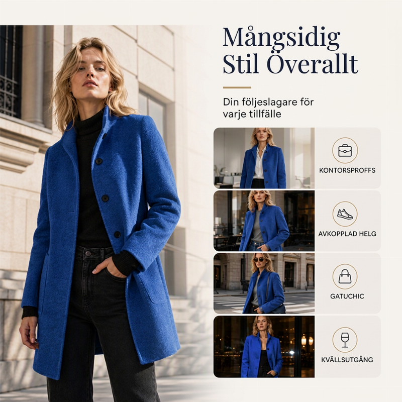 🧥Vintage-ullkappa med ståkrage för damer