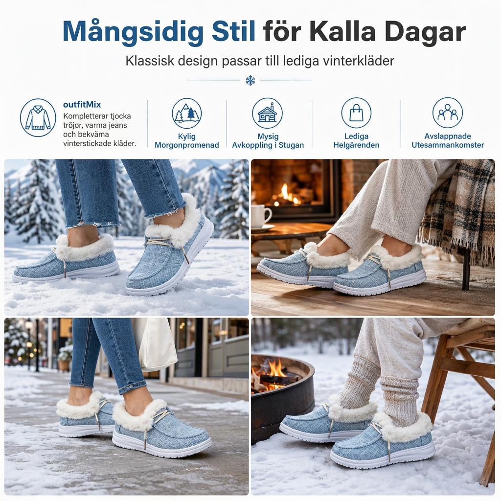 Kvinnliga avslappnade slip-on vinterskor