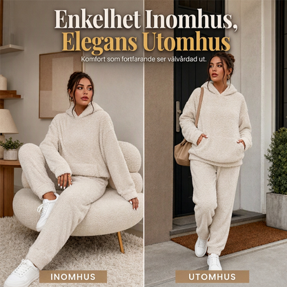 ☁️ Mysigt vinter-set ✨ Fleece-hemkläder för damer med huvtröja och byxor – mjuka, varma och bekväma