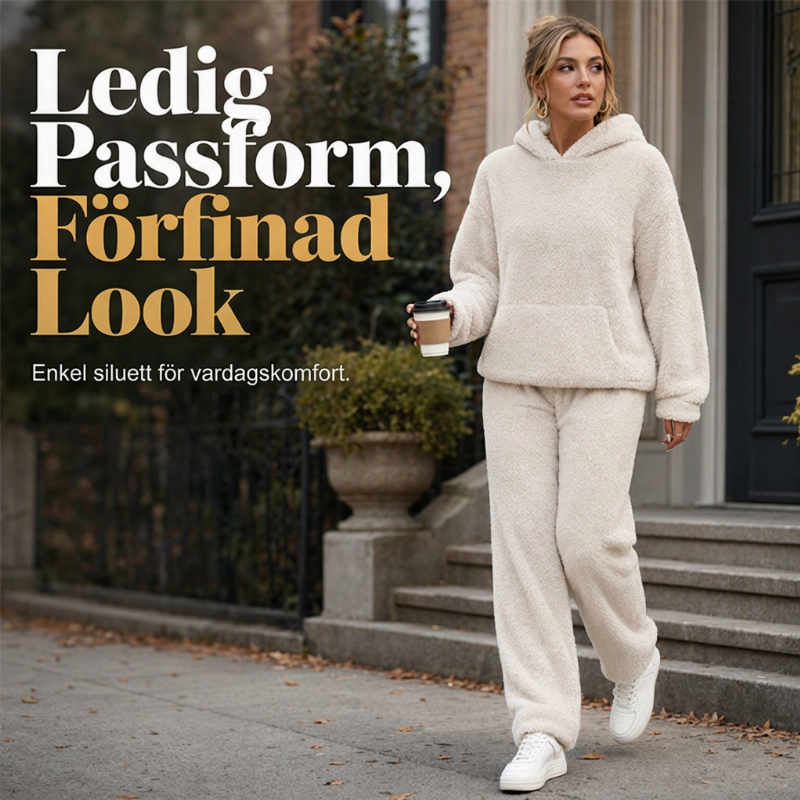 ☁️ Mysigt vinter-set ✨ Fleece-hemkläder för damer med huvtröja och byxor – mjuka, varma och bekväma