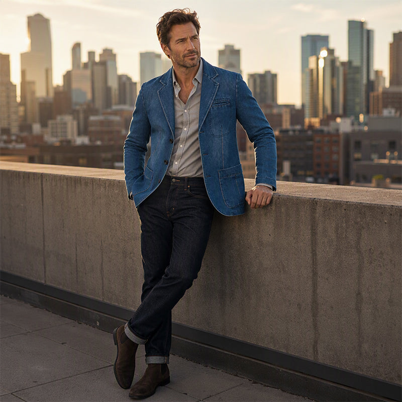✈️Fri frakt🍂Höstens bästsäljare|Den Perfekta Balansen Mellan Stil & Komfort – Denim Blazer för Män