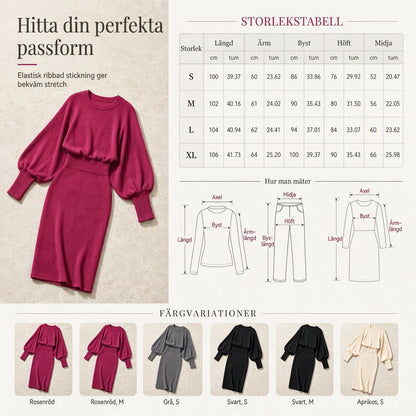 Kvinnors långärmad tröjaklänning i stickat