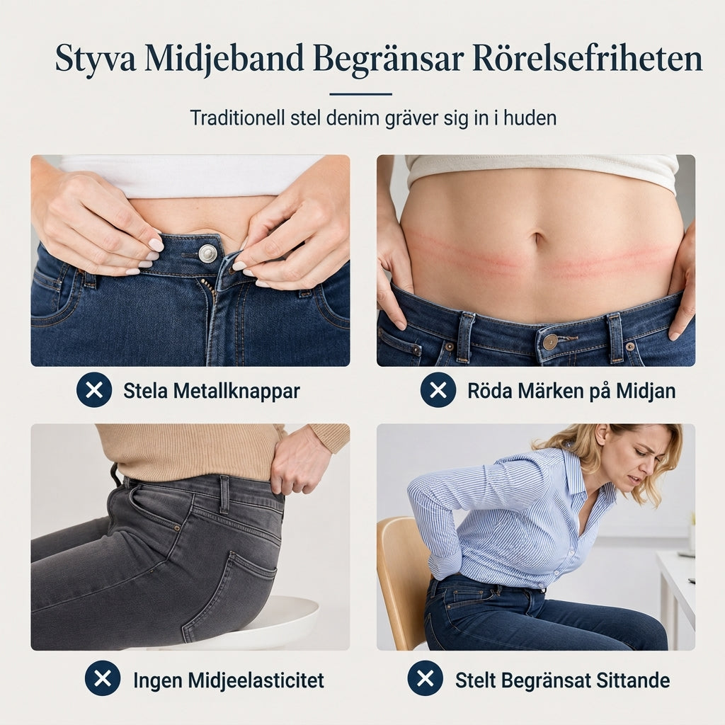 📢🎉50 % rabatt!!!🛍️✨Dammjeans med hög midja, dragkedja, slim fit, mörk tvätt och bred elastisk midja