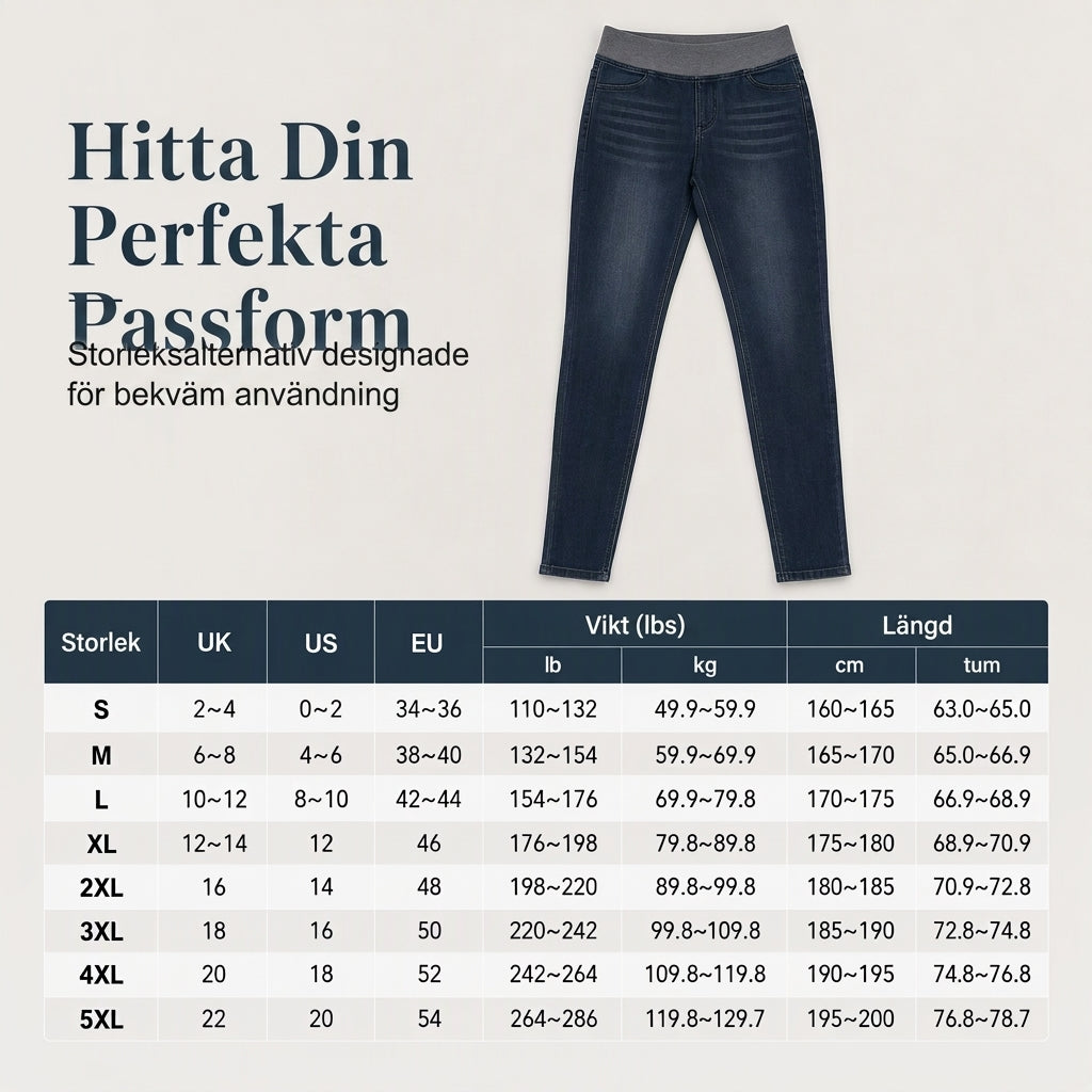 📢🎉50 % rabatt!!!🛍️✨Dammjeans med hög midja, dragkedja, slim fit, mörk tvätt och bred elastisk midja