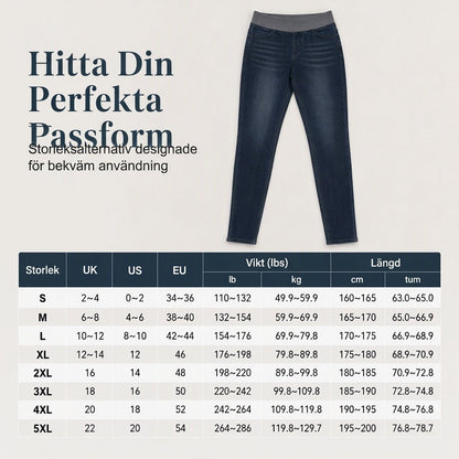 📢🎉50 % rabatt!!!🛍️✨Dammjeans med hög midja, dragkedja, slim fit, mörk tvätt och bred elastisk midja