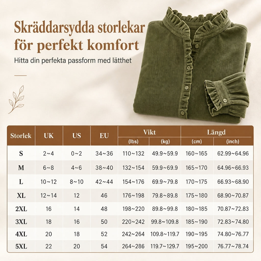 Kvinnors vintage-blus i manchester med volangkrage och långa ärmklockor