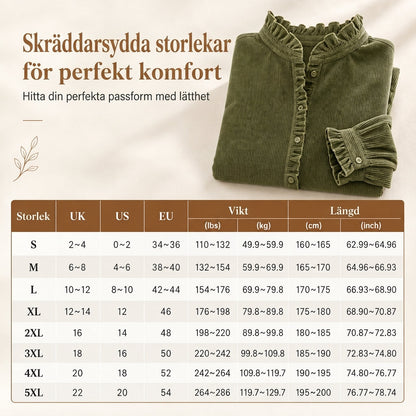 Kvinnors vintage-blus i manchester med volangkrage och långa ärmklockor