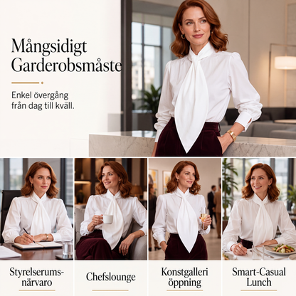 Elegant långärmad topp med knytning vid halsen för kvinnor